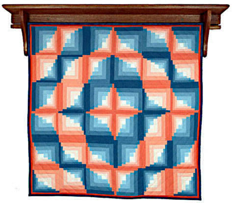 "Kambah" Curved thick and thin log cabin quilt