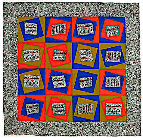 "Meeting Place" Twist and Turn quilt using Aboriginal fabrics